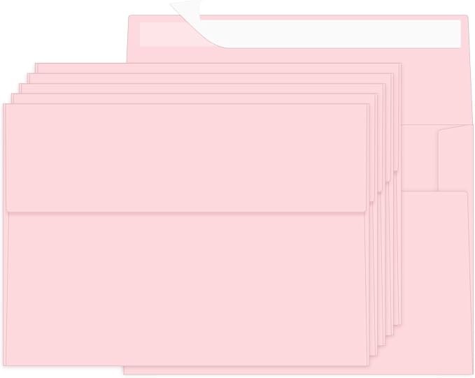 100 Packs Pink 4x6 Envelopes for Invitation A6 Small Envelope | A6 envelopes self seal,for 4x6 cards weddings invitations greeting cards photos,printable,120g durable thick paper