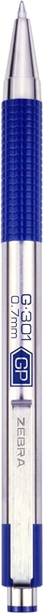 Zebra Pen G-301 Retractable Gel Pen, 0.7mm Medium Point, Stainless Steel Barrel, Textured Grip, Easy Glide Ink Provides a Smooth and Skipless Writing Experience, Blue Ink, 2-Pack (41322)