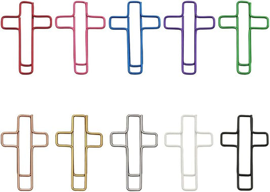 OWLFAVO 120pcs Cross Shape Paper Clips with Storage Box, 10 Colors, Funny Cute Paperclips Bookmarks Planner Clips for Fun Office Supplies School Gifts Wedding Decoration