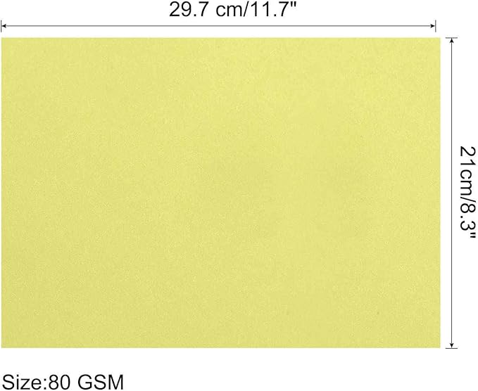 MECCANIXITY 100 Sheets Colored Copy Paper 8.3 x 11.7 Inch Printer Paper 80gsm Light Yellow for Office Printing, Document Copying, Invitations, Forms, Art Projects