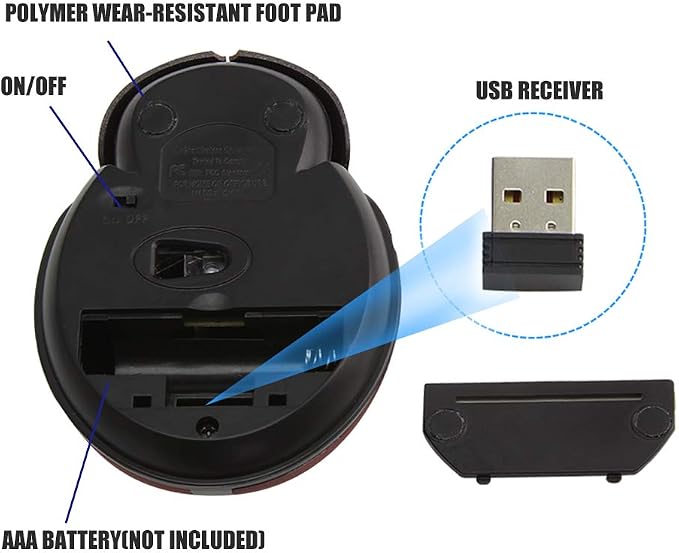 elec Space Mini Small Wireless Mouse for Kids, Cute Animal Ladybug Shape 3000DPI Portable Mobile Optical Mouse with USB Receiver Cordless Mouse for PC Mac Laptop Computer Notebook (Red)