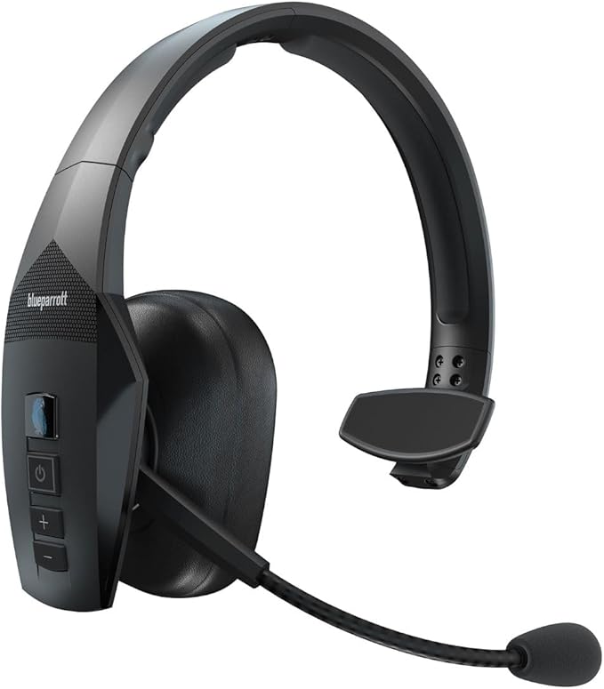 BlueParrott B550-XT Mono Bluetooth Wireless Headphones 96% Noise Canceling Over Head Trucker Headset with Mic, 100% Voice Control, IP54-Rated Protection, 24 hrs. Talk Time, Black