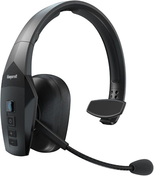 BlueParrott B550-XT Mono Bluetooth Wireless Headphones 96% Noise Canceling Over Head Trucker Headset with Mic, 100% Voice Control, IP54-Rated Protection, 24 hrs. Talk Time, Black