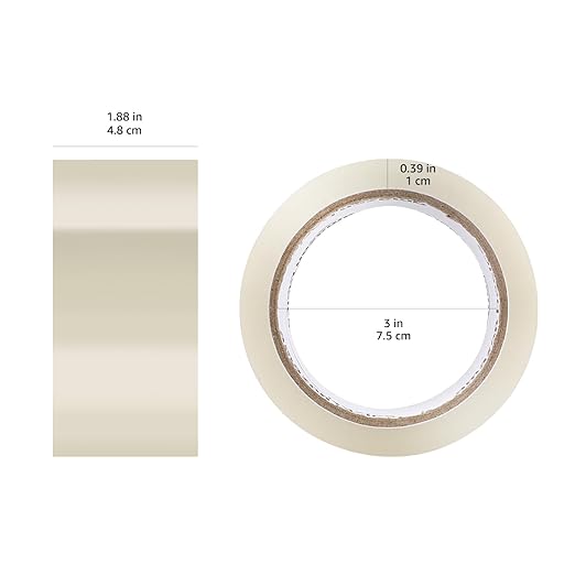 Amazon Basics Strong Packing Tape for Moving, Packaging, Shipping and Storing, Clear, 2 in x 60 yards, 2.7mil Thickness, 12-Roll