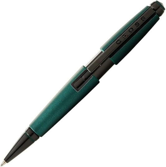 Cross Edge Matte Green Lacquer Gel Rollerball Pen, Black Ink - Elegant Accessory for Effortless Writing - Capless Slide-Open & Snap-Shut Design - Ergonomic Shape - Comfortable Grip - Ideal Gift