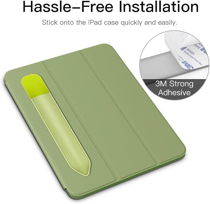 MoKo Adhesive Pencil Case Holder Sticker for Apple Pencil, Tender Green | Elastic Pencil Pocket Pouch, Adhesive Sleeve, Attached to iPad Case, For Pro/USB-C/1st/2nd Gen and Similarly Stylus Pens