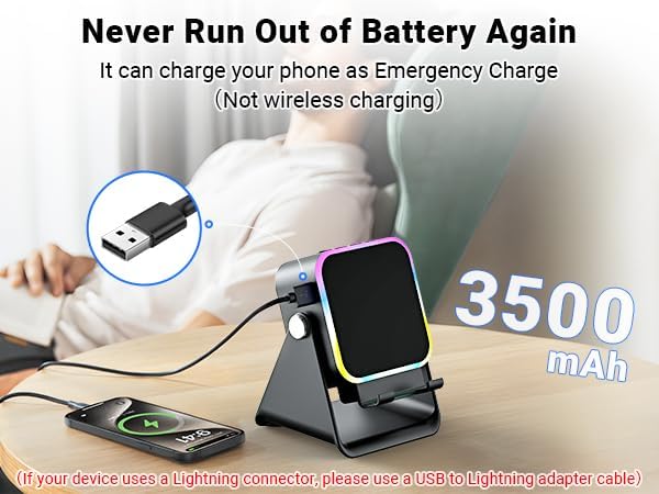 Induction Speaker with Phone Stand 5 in 1 Wireless Bluetooth Audio Black | Phone Speakers Amplifie For iPhone and Android Rechargeable Colorful Light. Birthday Gift for Men Women and Teens