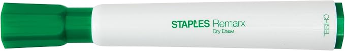 STAPLES Remarx Dry Erase Markers, Broad Tip, Green, 12-Pack | Bold whiteboard markers for offices, schools, and planning boards.