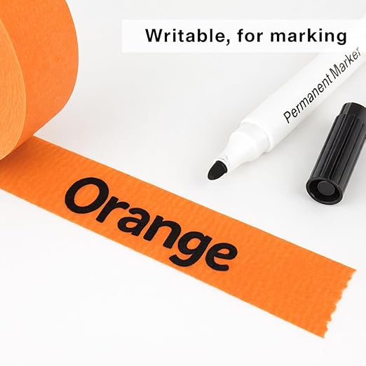 3 Pack Orange Painters Tape - Masking Tape 1 Inch Wide - Multi-Surface, Smart Adhesion, Indoor & Outdoor - 270FT Total - Paint Tape for DIY, Labeling, Art, Car, General Purpose (#3910)
