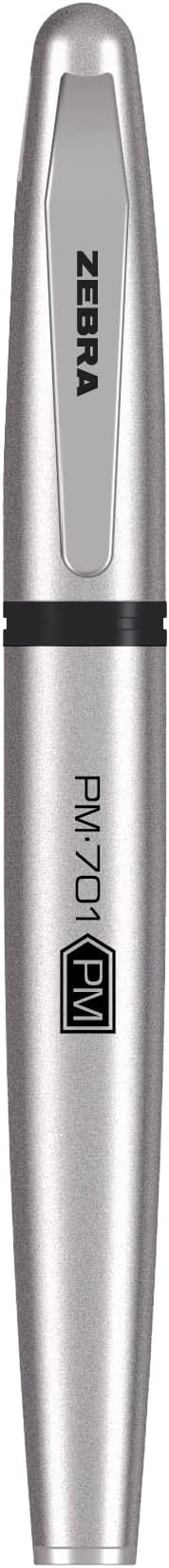 Zebra Pen, PM-701 Permanent Marker, Fine Bullet Point, Black Ink, Stainless Steel Barrel, Refillable, Cap Off Time of 120 Hours, Weighted Design with Metal Clip, 1-Pack (65111)