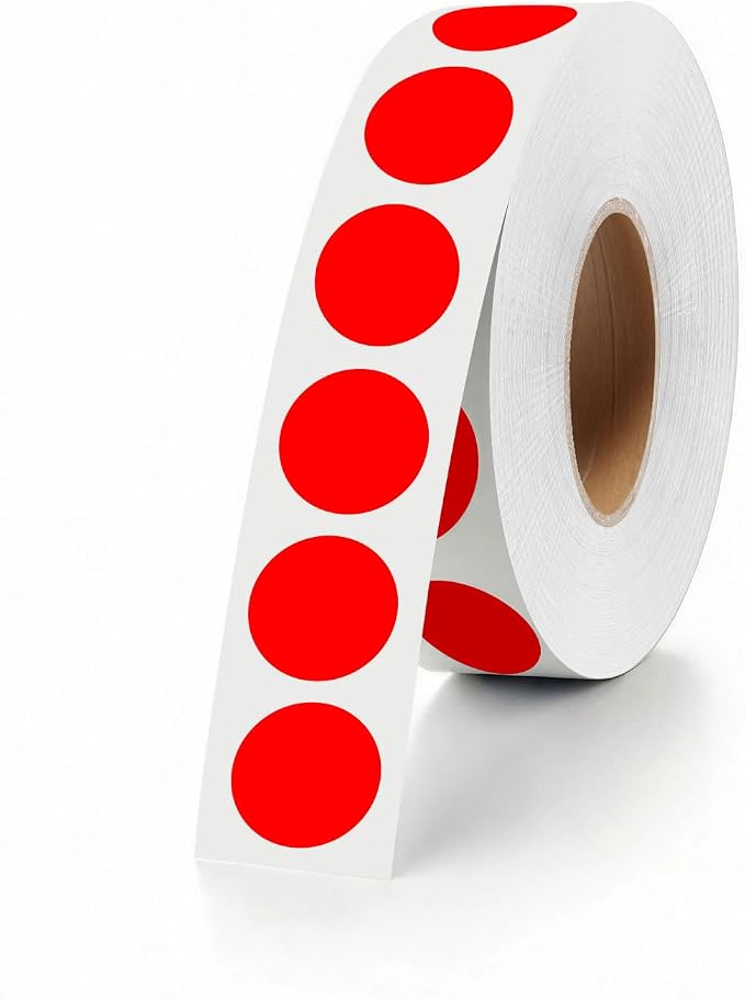 1000 PCS Colored Dot Stickers 1/2" Round Circle Colored Coding Labels Dot Stickers for Toddlers,Classroom,Office (Red)