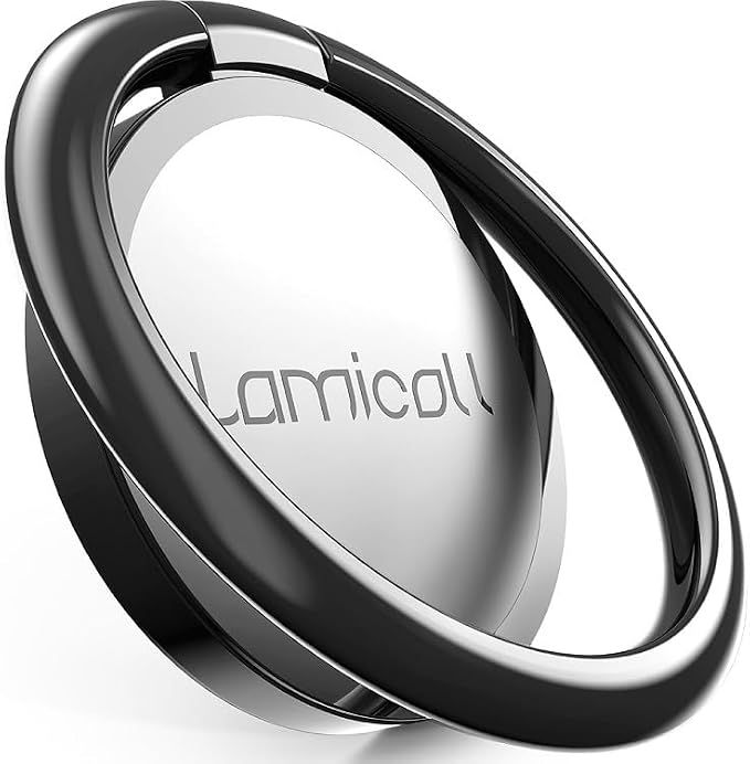 Lamicall Phone Ring Holder - [Upgraded Zinc Alloy] Finger Ring Grip Stand | Matte Black Cell Phone Grip Stand Kickstand for iPhone 17 16 15 Pro Max Air, Androids, Smartphone Accessories