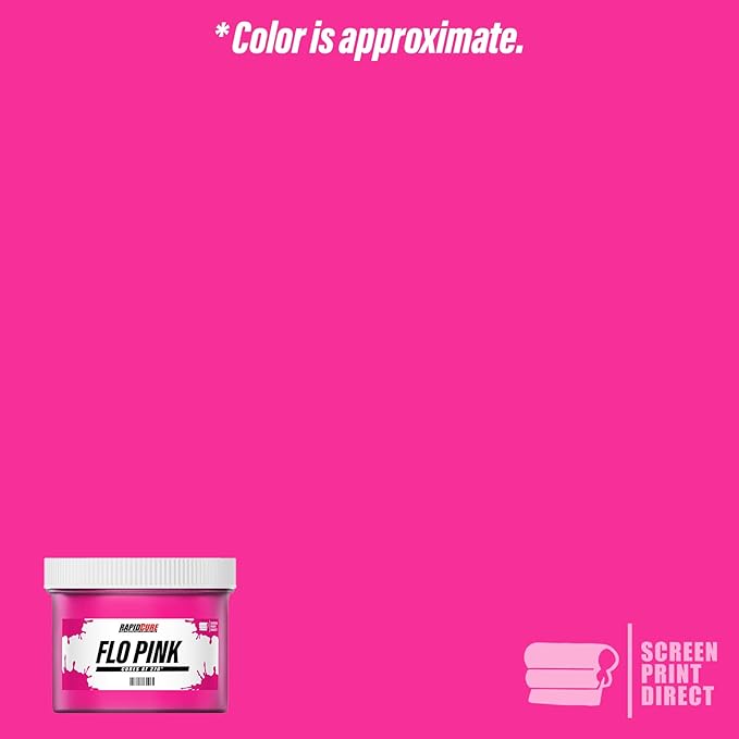 Rapid Cure® Screen Printing Ink Fluorescent Pink (Gallon - 128oz.) - Plastisol Ink for Screen Printing, Fast Curing Fabric Paint - Screen Print Direct®, USA Made