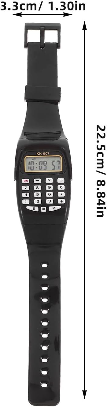 Veemoon 2pcs Calculation Watch Mens Watches Girl Calculating Calculator Watch Movement Clearly Calculators Watches Calculator Watch Childs Wrist Watch Phone Case Square Man, 22.50X3.30X1.20CM, Black
