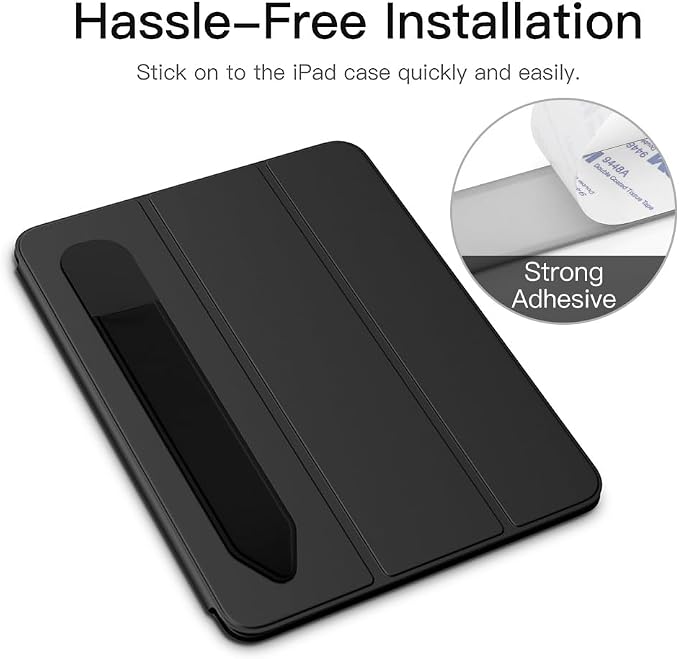 MoKo Adhesive Pencil Case Holder Sticker for Apple Pencil, 2 Pieces Black | Elastic Pencil Pocket Pouch, Adhesive Sleeve, Attached to iPad Case, For Pro/USB-C/1st/2nd Gen and Similarly Stylus Pens