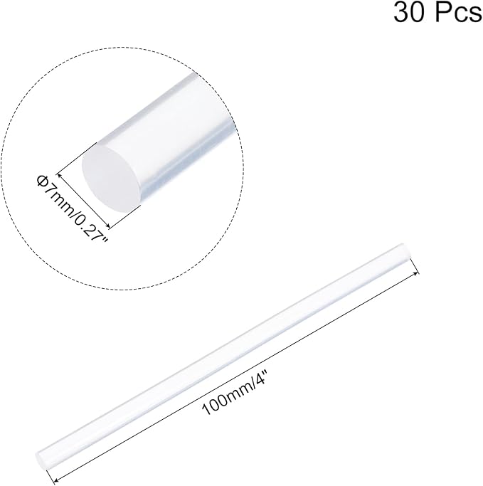 uxcell 30pcs Mini Hot Glue Gun Sticks 4-inch x 0.27-inch High Sticky Small Hot Glue Sticks for Glue Gun, Clear