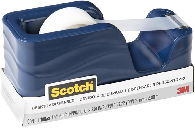 Scotch Wave Tape Dispenser, Great for Gift Wrapping, Includes 34 in x 350 in Tape Roll (C20-WAVE-MI) (Pack of 4)