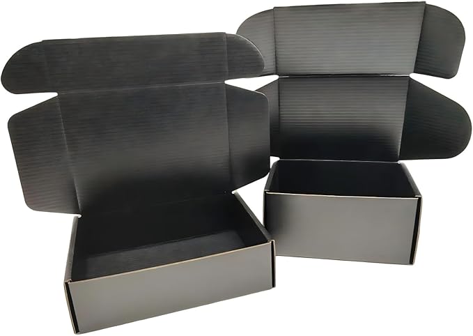 Black Cardboard Shipping Box Mailers 6.25 x 4.1 x 3 Inch Corrugated Packaging Storage Boxes 10 Pack (Inside Size: 5.5 x 4 x 2.9)