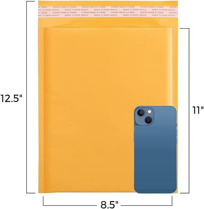 Fuxury Kraft Bubble Mailers 8.5x12 Inch 500 Pack Strong Adhesion Padded Envelopes #2 Self Seal Bubble Envelopes Padded Mailers Book Mailer Packaging for Small Business,Yellow