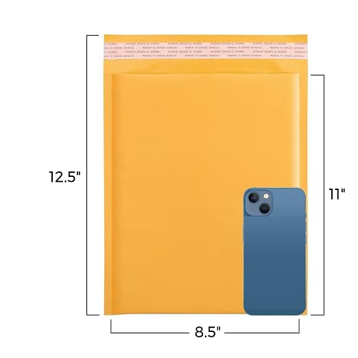 Fuxury Kraft Bubble Mailers 8.5x12 Inch 500 Pack Self Seal Padded Envelopes | #2 Usable Size 8.5x11" Bubble Envelopes Strong Adhesion Padded Mailers Book Mailer Packaging for Small Business,Yellow