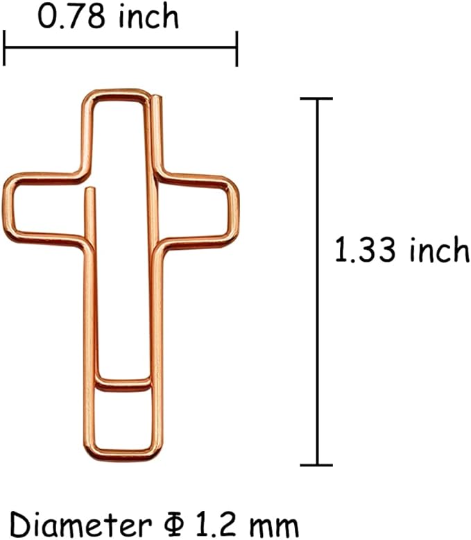 50 PCS Cross Paper Clips for Bible Study, Rose Gold Desk Accessories Christian Gifts for Women