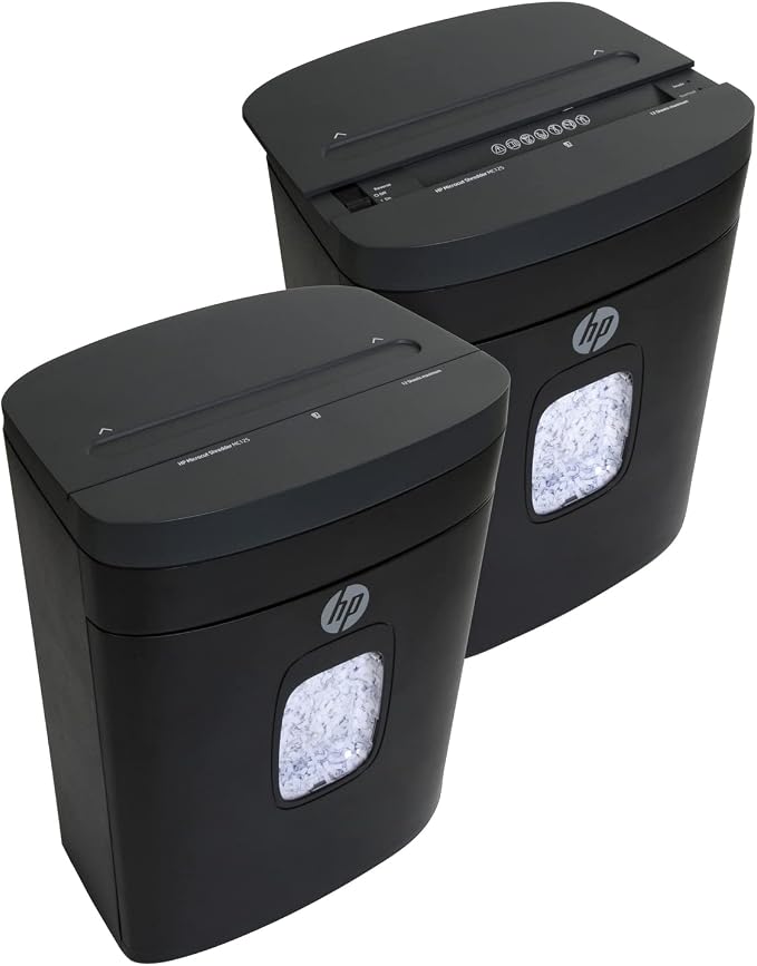 HP - Micro Cut Paper Shredder, 12-Sheet with Slide Top for Office | Micro Cut High Security Shredding, Slide Top Design, Pullout Basket, Rolling Casters, Home And Office Use