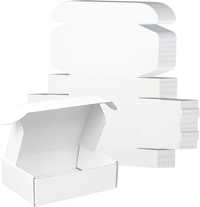 FORBFAN 7x5x2 Shipping Boxes, 45 Pack White Mailer Boxes for Small Business, Small Corrugated Cardboard Boxes for Mailing & Shipping