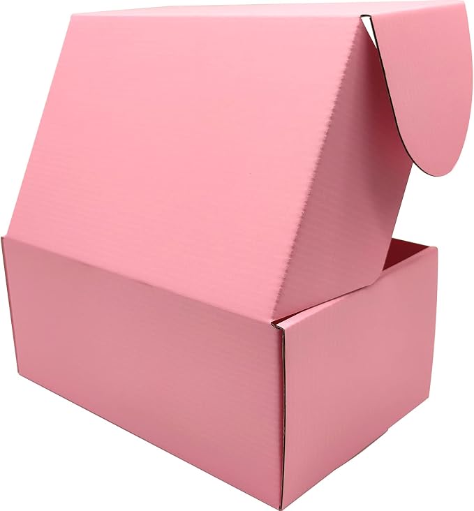 9x6x4 Shipping Boxes Set of 25, Pink Mailer Corrugated Cardboard Box | for Packaging, Literature, Packing, Mailing, Storage, Small Business, Moving, Gift, Supplies, Quick Fold, Tab Locking