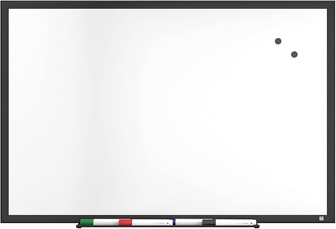 TRU RED Steel Magnetic Whiteboard | Dry Erase Board for Wall, White Board with Black Aluminum Frame, 3 ft x 2 ft