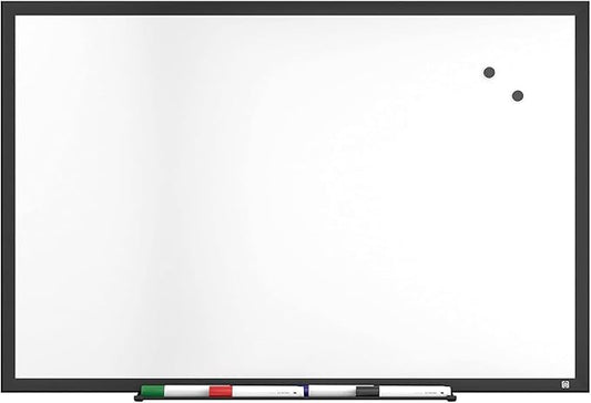 TRU RED Steel Magnetic Whiteboard | Dry Erase Board for Wall, White Board with Black Aluminum Frame, 3 ft x 2 ft