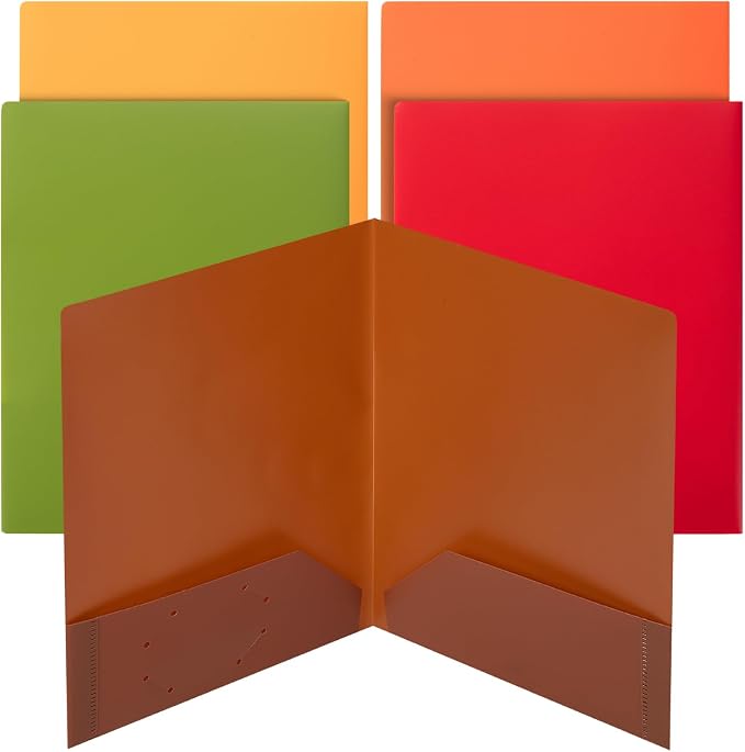 Mr. Pen- Plastic Folders with Pockets, 5 pcs | Aesthetic File Folder with Business Card Slot, 2-Pocket Folder, Back to School, Office, Filing Supplies