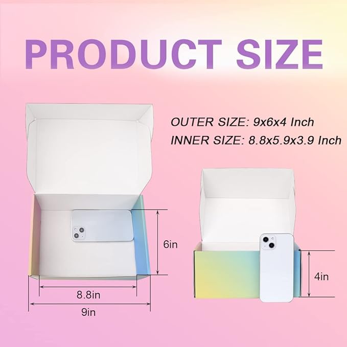 Shipping Boxes for Packaging, 9x6x4 Inches Corrugated Cardboard Boxes, Medium Mailing Boxes for Small Business (15 Pack, Colorful)