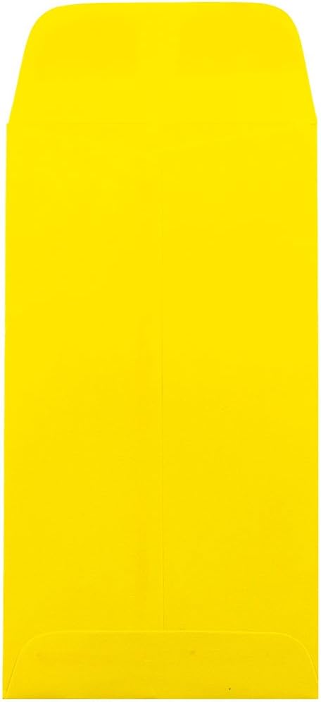 JAM PAPER #7 Coin Business Colored Envelopes - 3 1/2 x 6 1/2 - Yellow Recycled - 50/Pack