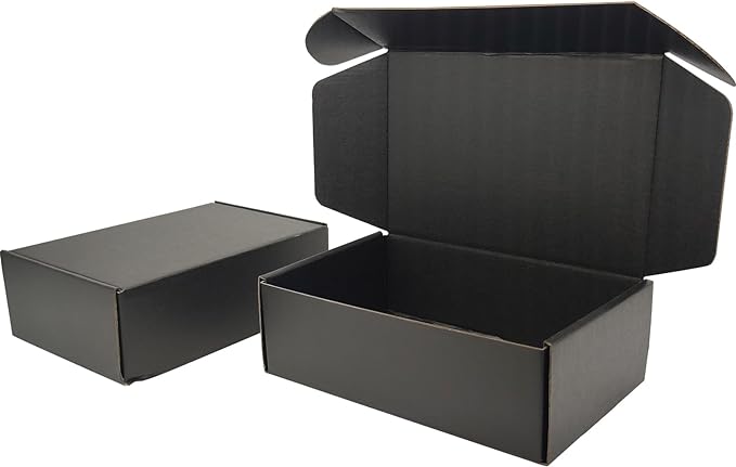 9x6x3 Shipping Boxes Set of 30, Black Mailer Corrugated Cardboard Box | for Packaging, Literature, Packing, Mailing, Storage, Small Business, Moving, Gift, Supplies, Quick Fold, Tab Locking