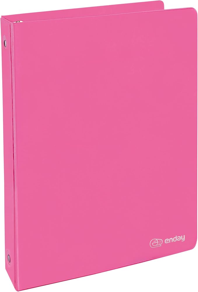 Enday 3 Ring Binder 1 Inch Pink 1 Pack, Holds 175 Sheets of Letter Paper, Clear View 1" Three Ring PVC-Free Fits 8.5x11 Inches for School or Office Supplies