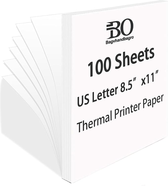 100 Sheets Thermal Printer Paper, 8.5''×11'' US Letter Size, Advanced Printing Paper, Thermal Paper Compatible with Brother Letter Portable Printer, Printer Paper for M08F-Letter, M832, M834, MT800
