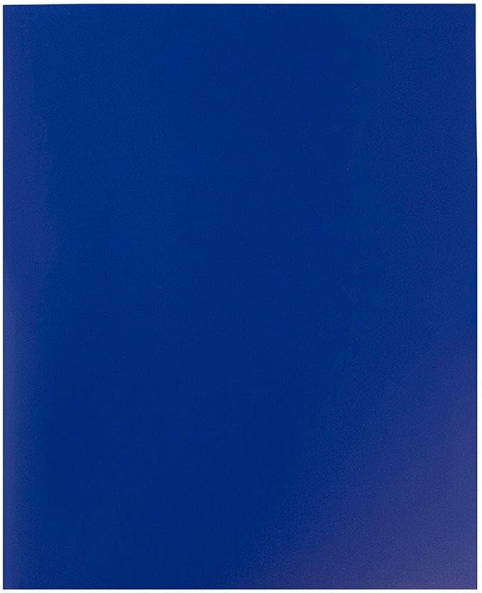 JAM PAPER Plastic 2 Pocket POP Folders - Durable School Folders - Blue - 12/Pack