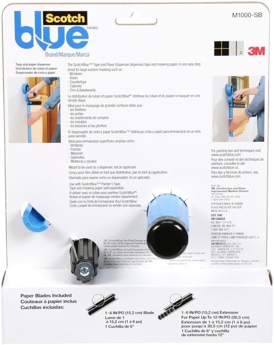 ScotchBlue Painter's Tape and Paper Dispenser, Applies Masking Paper with Painter’s Tape to Protect and Cover Surfaces, Tape Dispenser Includes Plastic Blade, Fits 12 Inch Masking Paper