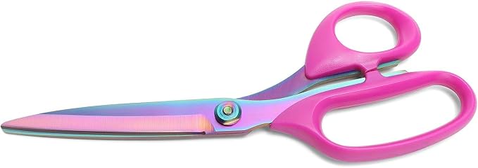 Left Handed Sewing Scissors for Fabric Cutting, Professional Sharp Heavy Duty Titanium Coating Forged Stainless Steel Multi-Purpose Shears for Leather, Dressmaking, Tailoring, Quilting, Office, 9 inch