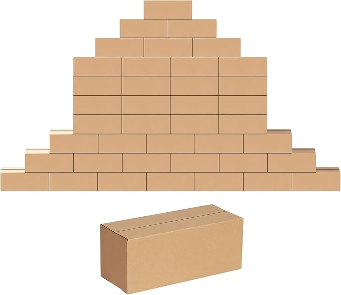 EdenseeLake 40 Pack 10x4x4 inches Shipping Boxes Corrugated Cardboard Boxes for Packing, Mailng, Moving, Brown