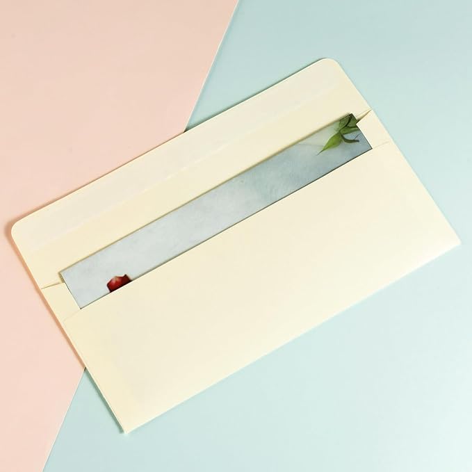 100 Pack Colored #10 Business Envelopes, 4.13 x 9.49 Inches, Cream Color | Self Seal, Standard Envelopes, For Office Checks, Business Letter Mailing, Greeting Card