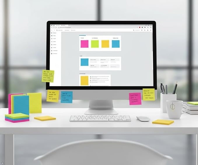 (72 Pack) Lined Sticky Notes 3x3 in,Notepads with Lines,Ruled Stickies Super Sticking Power,Office School Memo Note Pads Bright Colors,Post on Windows Doors,Recyclable,Easy to Write on