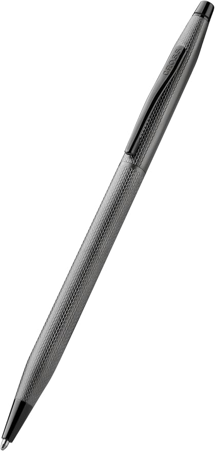 Cross Classic Century Slate Gray Engraved Diamond Pattern Ballpoint Pen - Refillable Pen for Effortless Writing - Black Ink - Durable Construction - Premier Distinctive Look - Gift-Ready