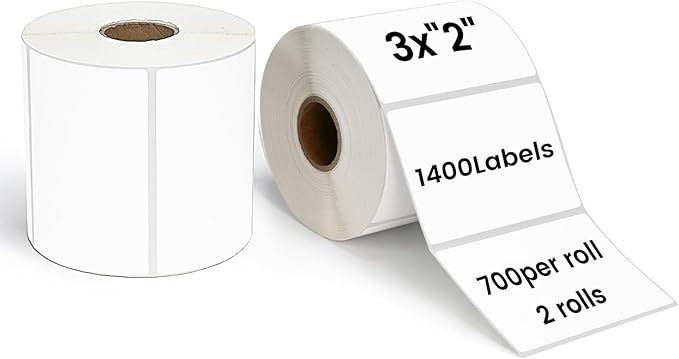 ESSENTIAL 3"x2" Direct Thermal Barcode Labels, Shipping Label, Compatible with Arkscan & Zebra Label Printers, 700 per Roll (2 Rolls - 1400 Labels)