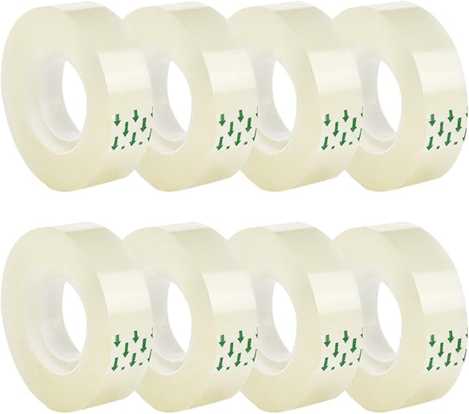 16 Rolls 1.8cm Clear Tape Dispenser Refill Rolls Transparent Gift Wrapping Tape Packing Tape Dispenser Refills Gift Wrap Tape Rolls All Purpose Tape Office Home School Supplies
