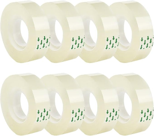 16 Rolls 1.8cm Clear Tape Dispenser Refill Rolls Transparent Gift Wrapping Tape Packing Tape Dispenser Refills Gift Wrap Tape Rolls All Purpose Tape Office Home School Supplies