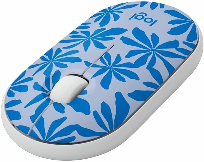 Logitech M340 Wireless Mouse with Limited Edition Prints, USB Receiver and Silent Clicks, Portable Wireless Mouse for Laptop, PC, Windows, Chrome, Surface – Blue Floral