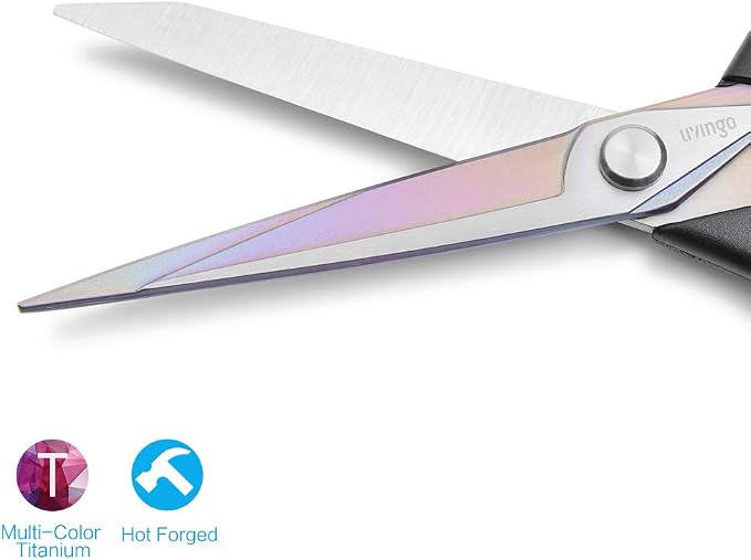 LIVINGO Fabric Scissors 2 Pack Titanium Tailor Sewing Shears Heavy Duty | 8.5" & 9.5" Sizes, Forged Stainless Steel Blade, Comfort Grip, Dressmaking Quilting Leather Craft Supplies