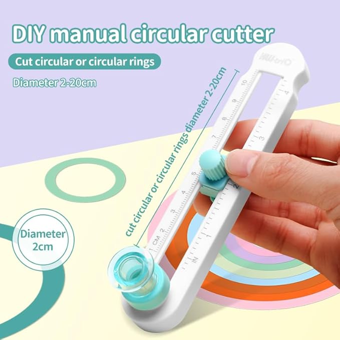 Circle Cutter, Kaluofan Mini Circle Cutters for Crafts, Adjustable Any Size 2-20CM DIY Circular Paper Cutter Multi-Purpose, Circle Cutter Paper with Bottom Blade Guard, Easy Operation, Smooth Cutting
