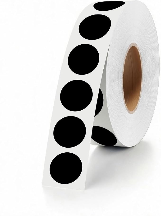 1000 PCS Colored Dot Stickers 1/2" Round Circle Colored Coding Labels Dot Stickers for Toddlers,Classroom,Office (Black)